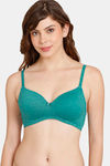 Rosaline Padded Non-Wired 3/4th Coverage T-Shirt Bra - Harbor Blue — thumbnail 1